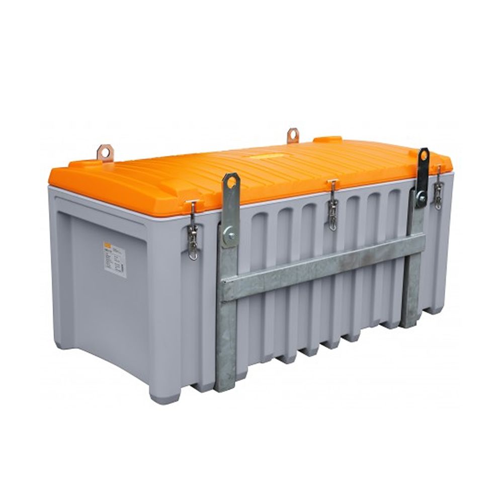 Baúl contenedor caja almacenaje CEMbox 750 l con enganche grua gris/naranja