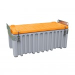 Baúl contenedor caja almacenaje CEMbox 250 l con enganche grua gris/naranja