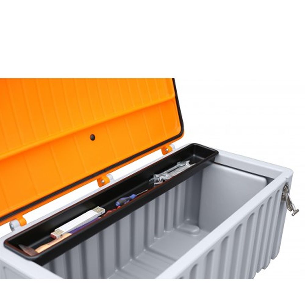 Baúl contenedor caja almacenaje herramientas carretilla CEMbox 150 l  gris/naranja